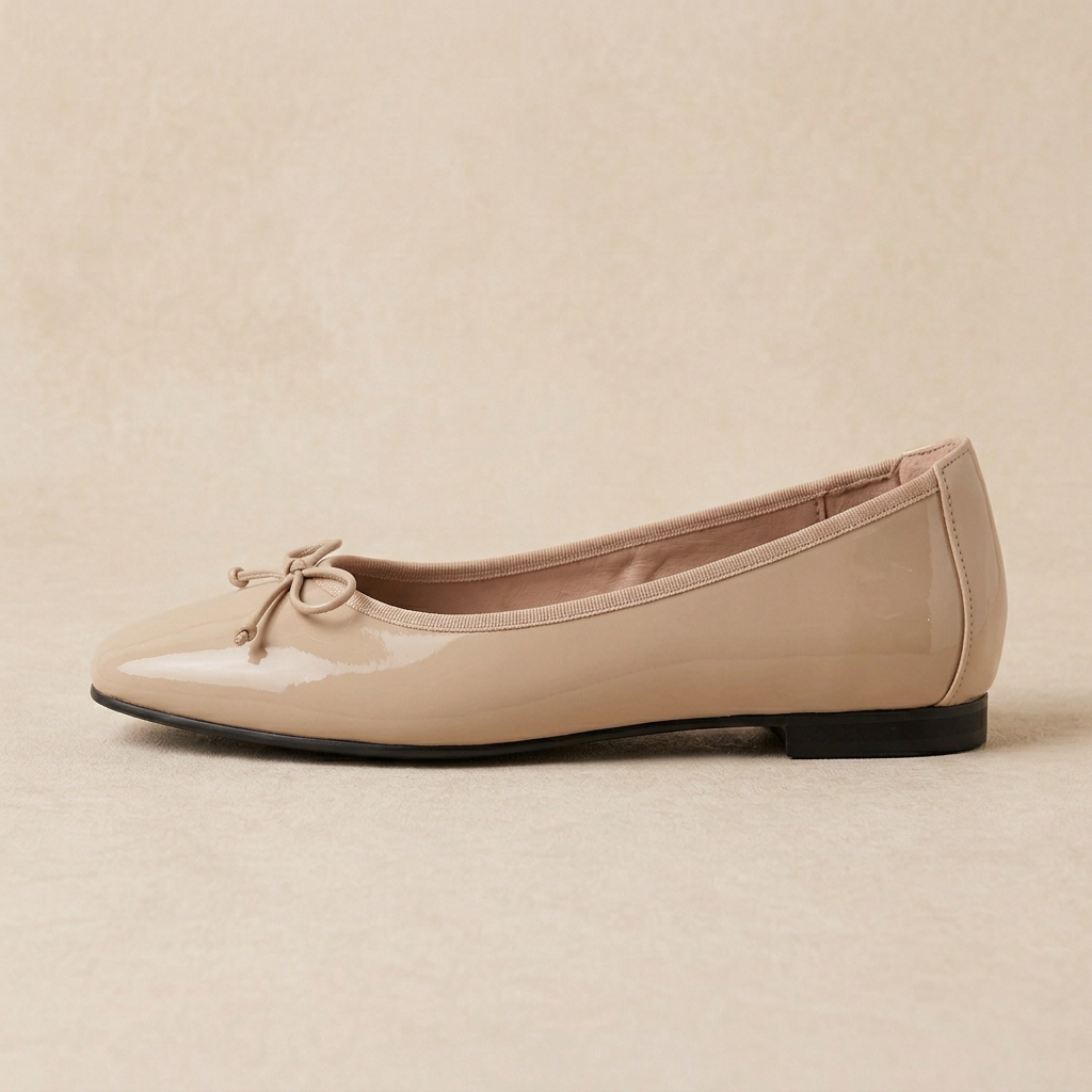 Beige Bow Flats side profile