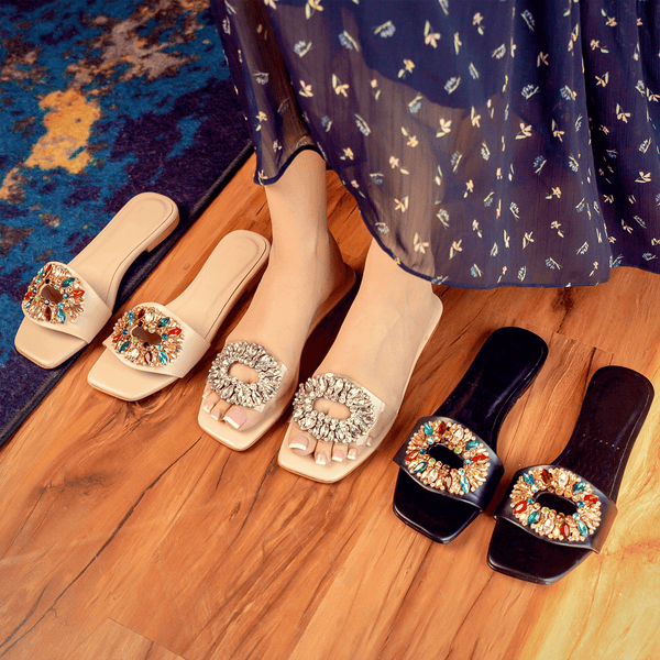 Petra Rhinestone Flat Slipper