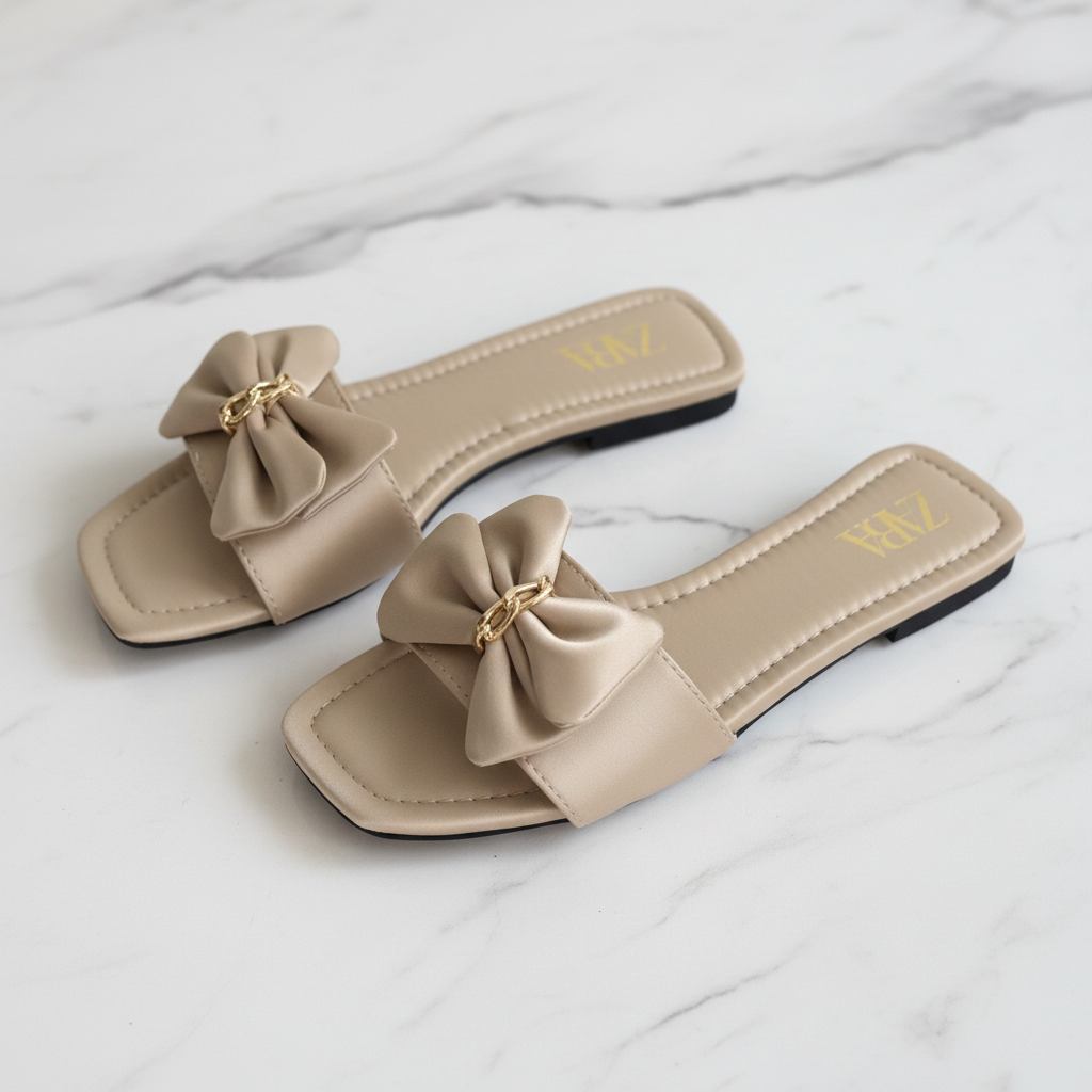 Beige Bow Slipper 1:1