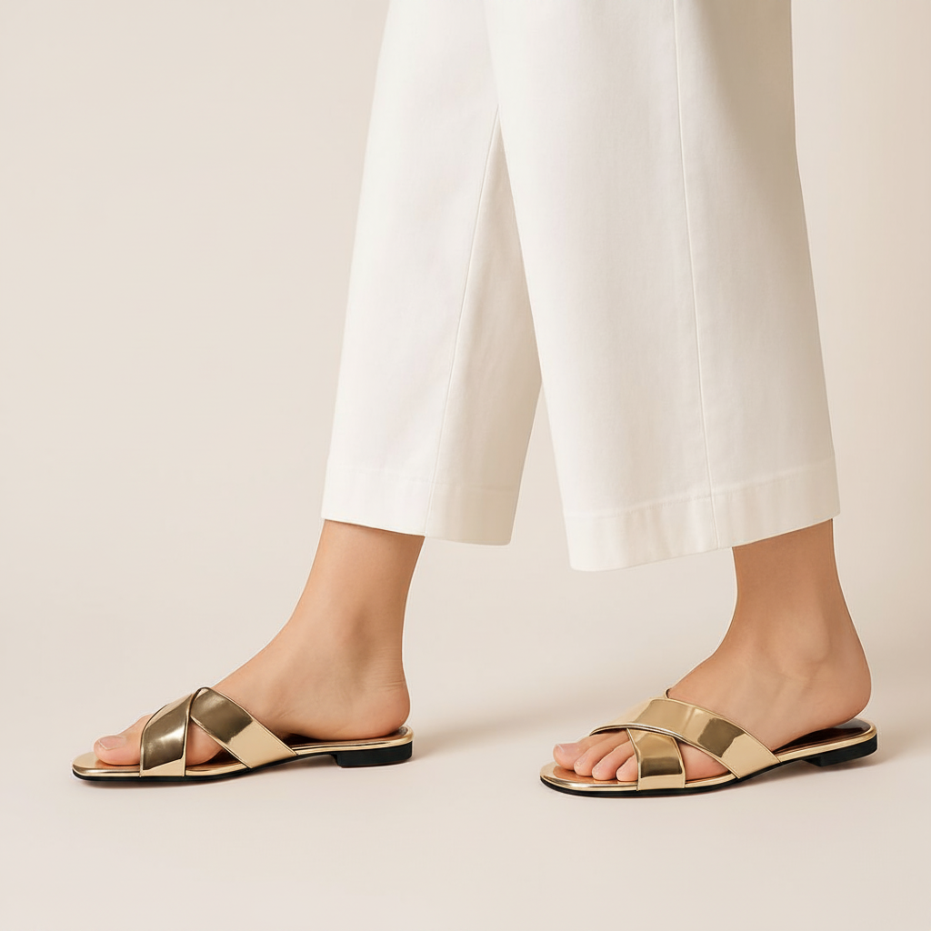Black Outsole Gold Sandals