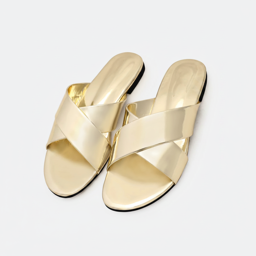 Black Outsole Gold Sandals