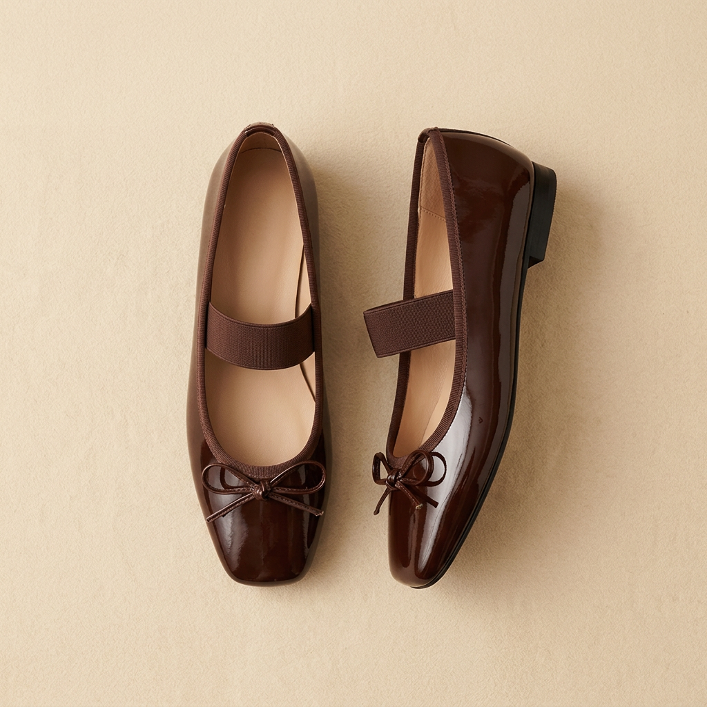 Chocolate-brown Bow Ballet overhead view