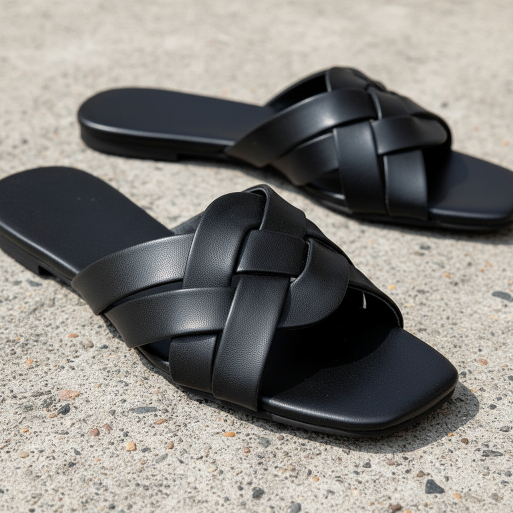 Closeup Black Slipper