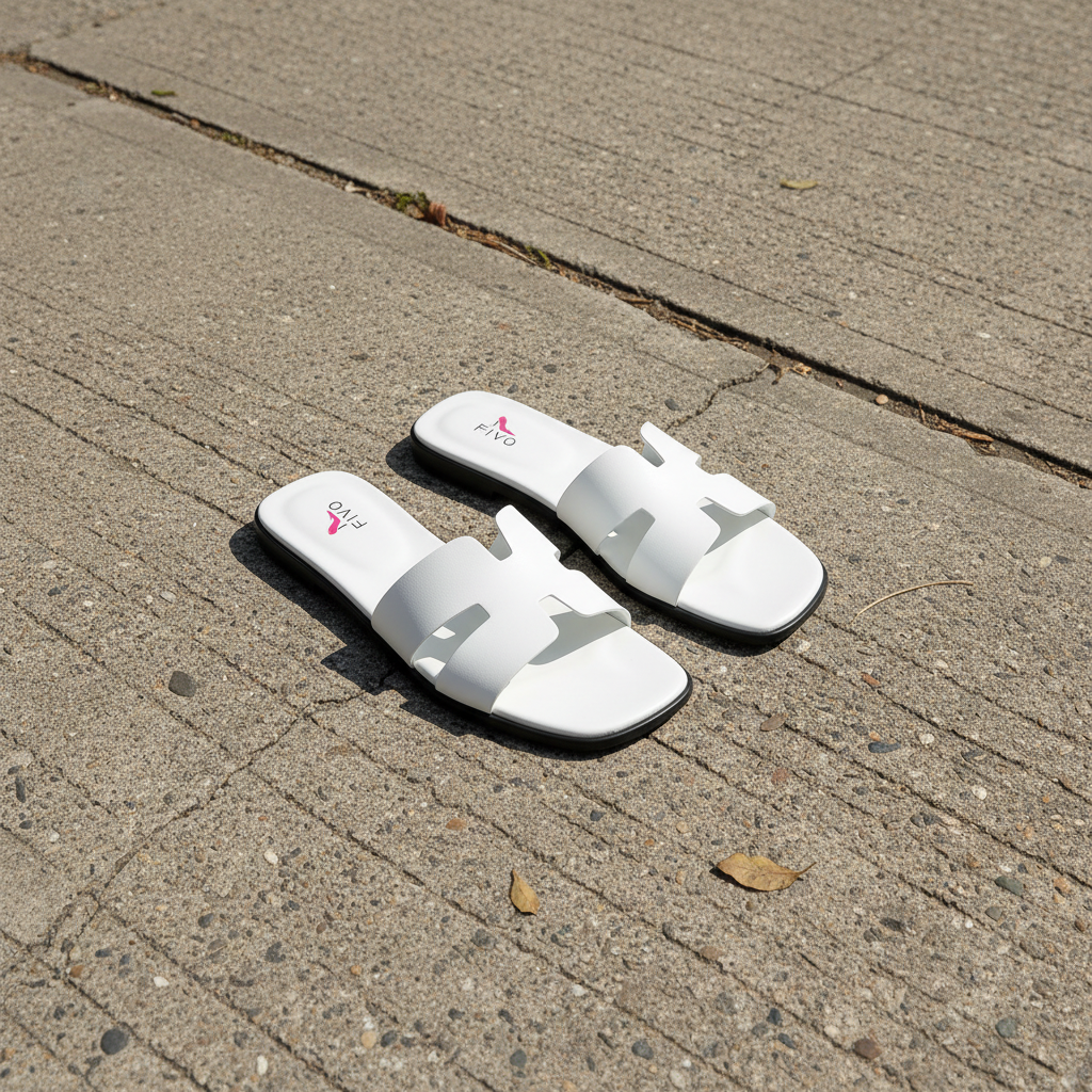 H-Strap Slides - Marble Flat Lay