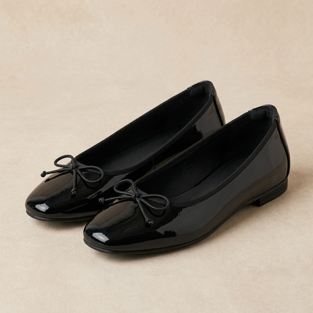 Black Bow Flats pair without top straps