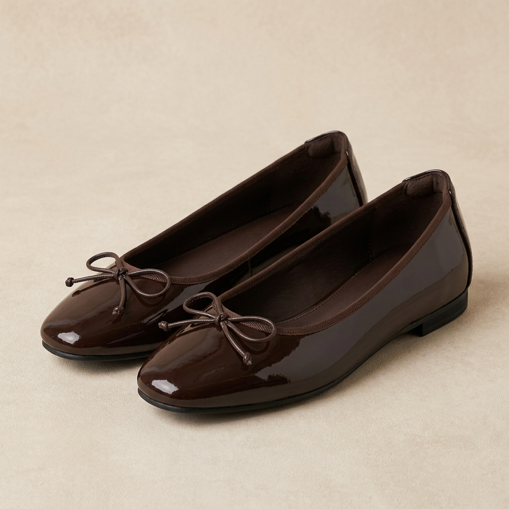Chocolate brown Bow Flats with no top strap