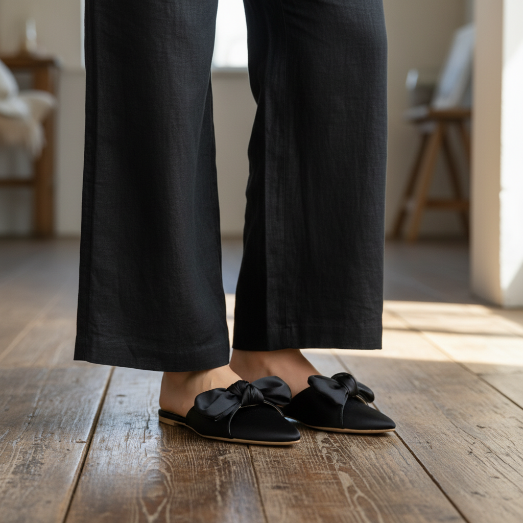 Model Lifestyle Black Bow Mule