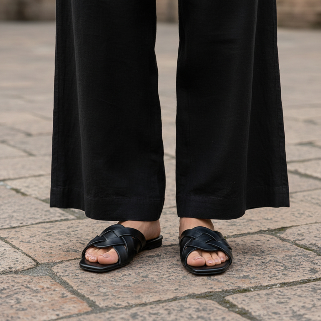 Model Lifestyle Black Slipper