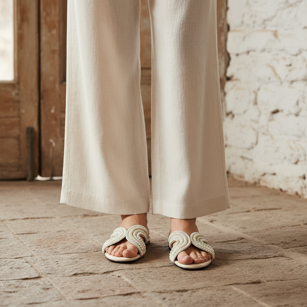 Model Lifestyle White Pearl Slipper
