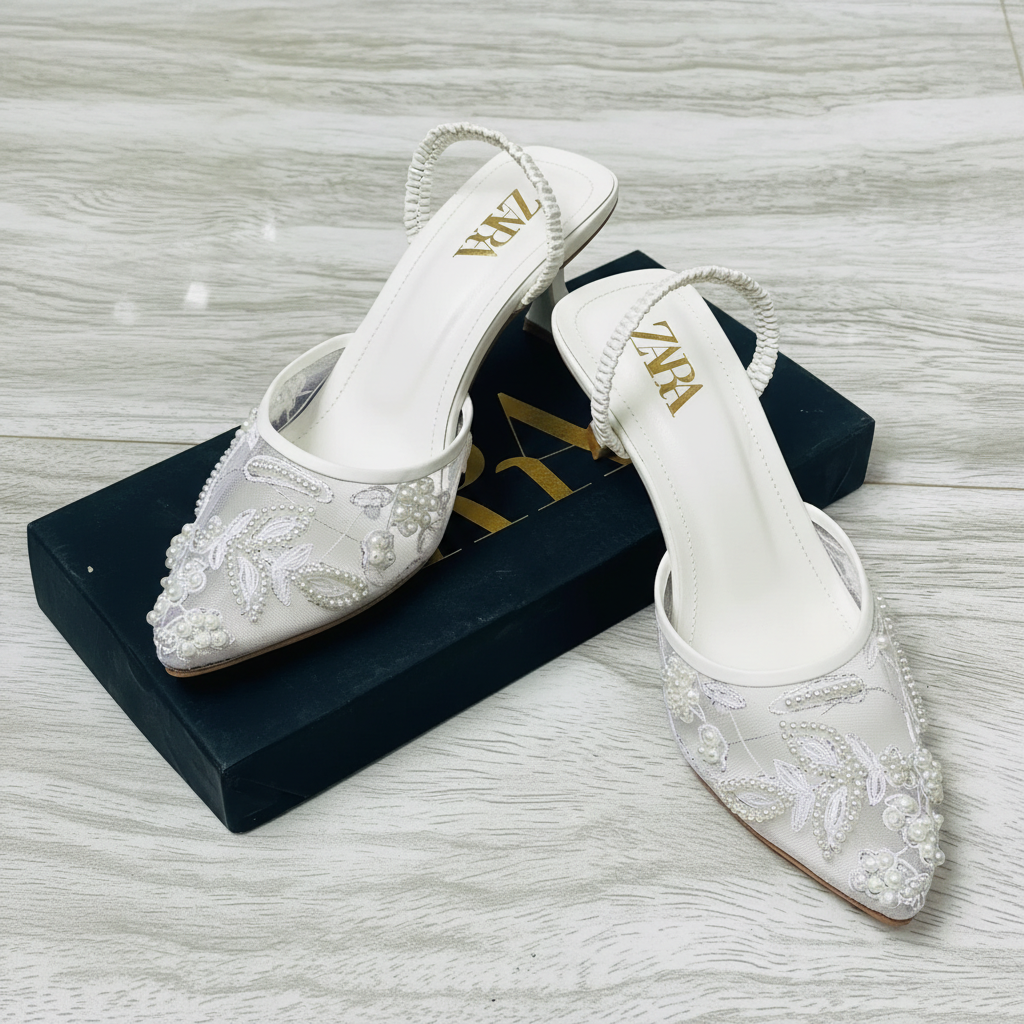 Pearl Lace Slingback Heels 1:1