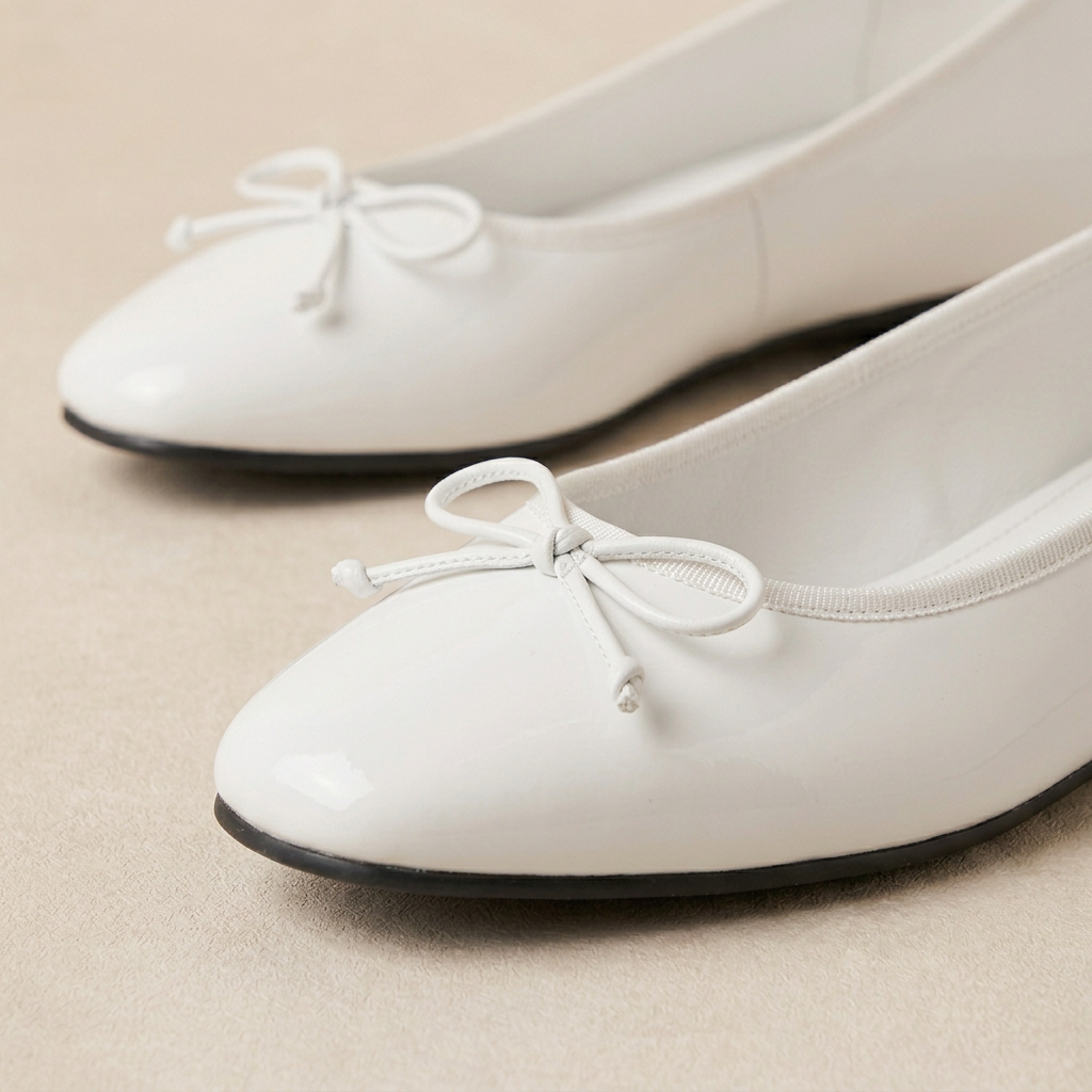 White Bow Flats bow detail